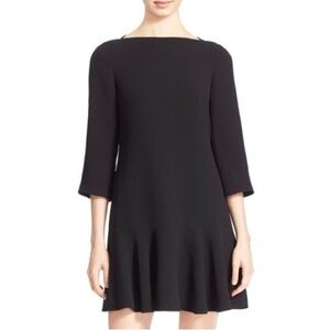 Kate Spade Flounce Dress Size 2 Designer LBD 3/4 Sleeve Mini Crepe